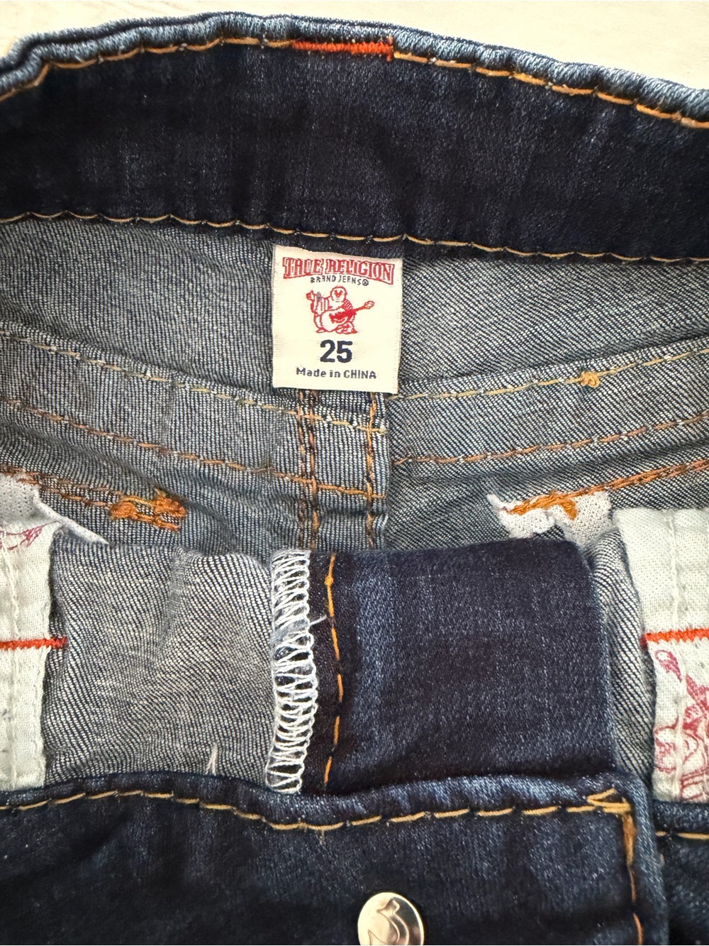 True Religion Dark Blue Denim Frayed Cutoff Shorts NWOT - Picture 5 of 7
